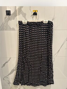 Black Midi Skirt with Pink Dot Print